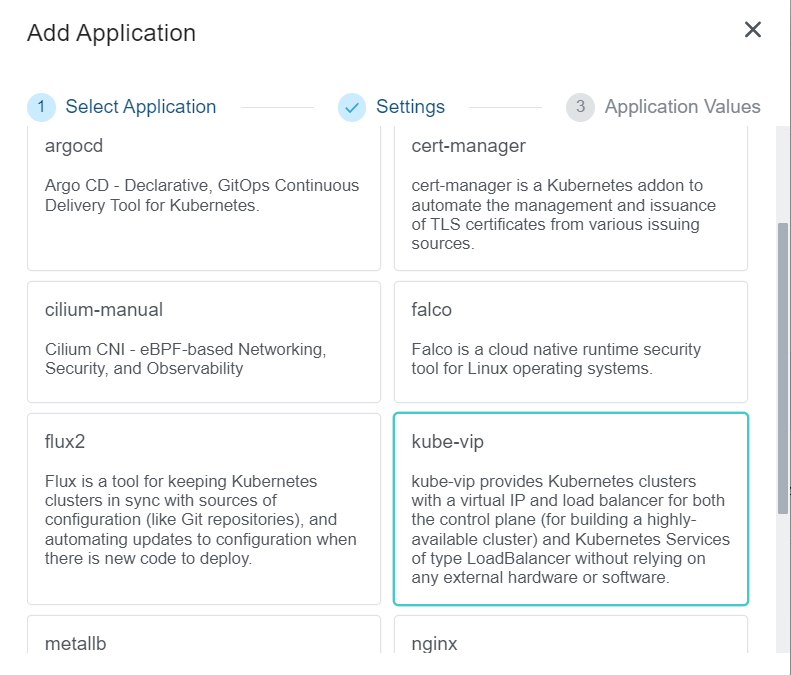 Select Kube-VIP Application