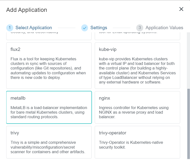 Select MetalLB Application
