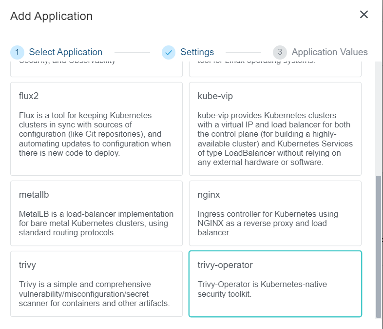 Select Trivy Operator Application