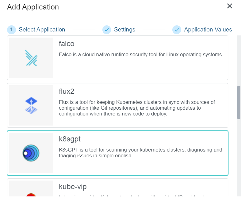 Select K8sGPT Application
